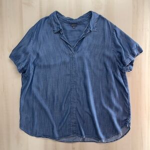 J JILL denim tencel lyocell soft oversized loose fit 3x blouse top